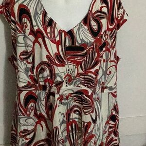 Hannah V-Neck Sleeveless Tunic in Red, Black & Cream size 2X NWT